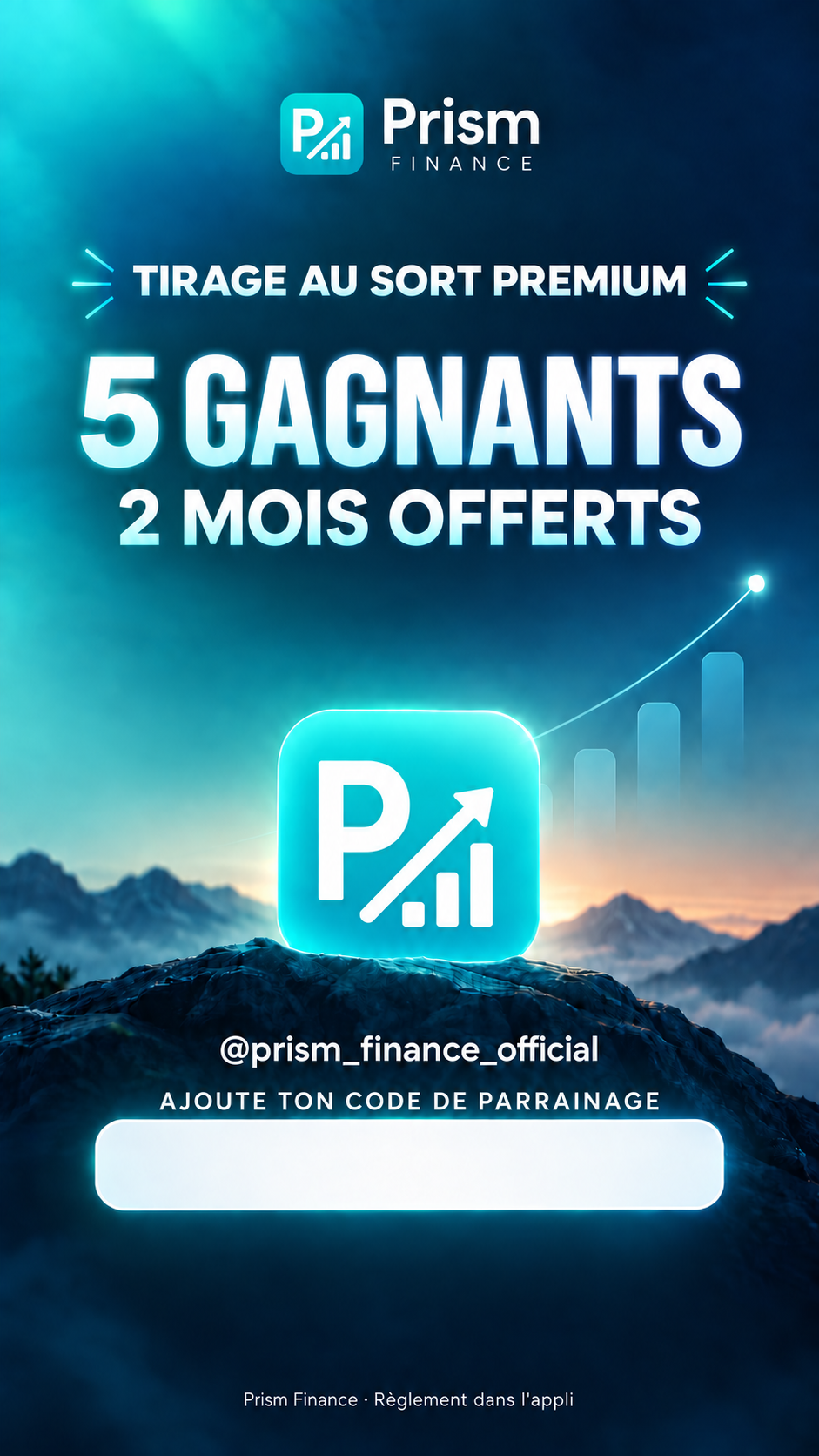Affiche du tirage Premium avec une case vide pour le code de parrainage — Français